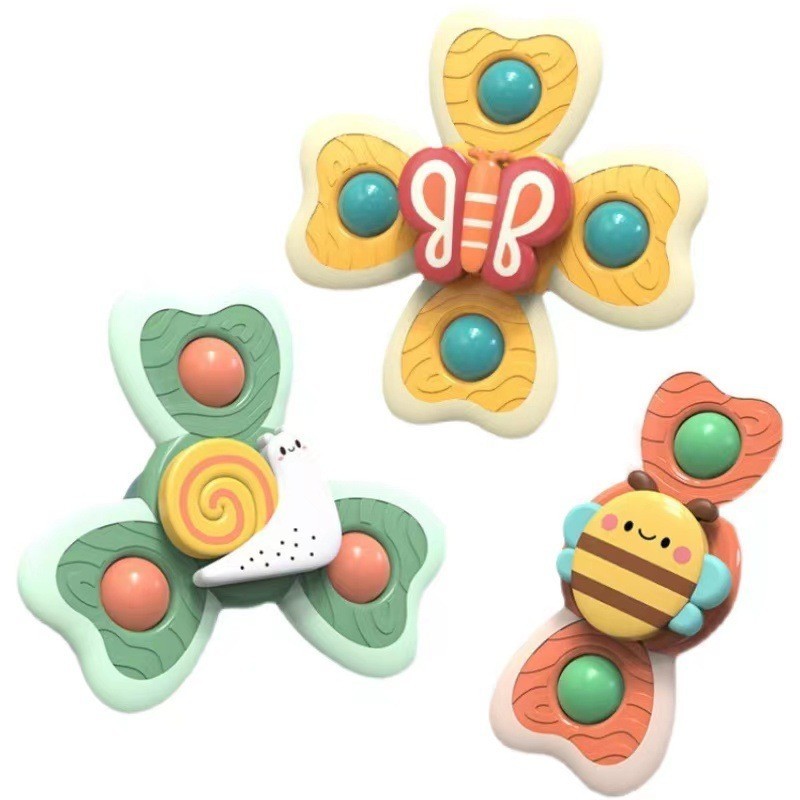 Bath Spinner Toy - 3pcs Animal Rattle Fidget