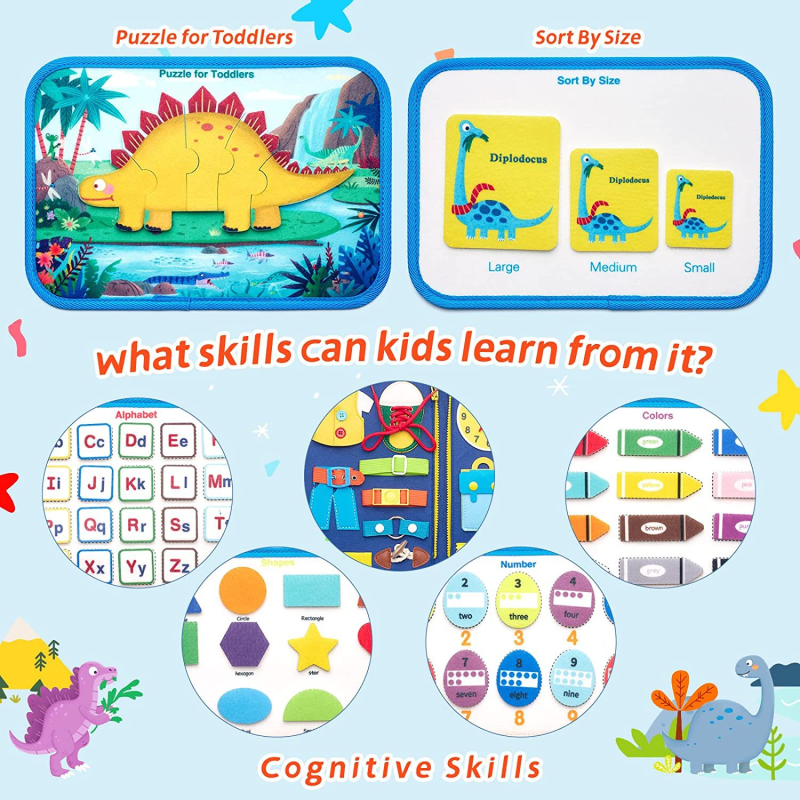 Felt Busy Board - Wooden Sensory Activity