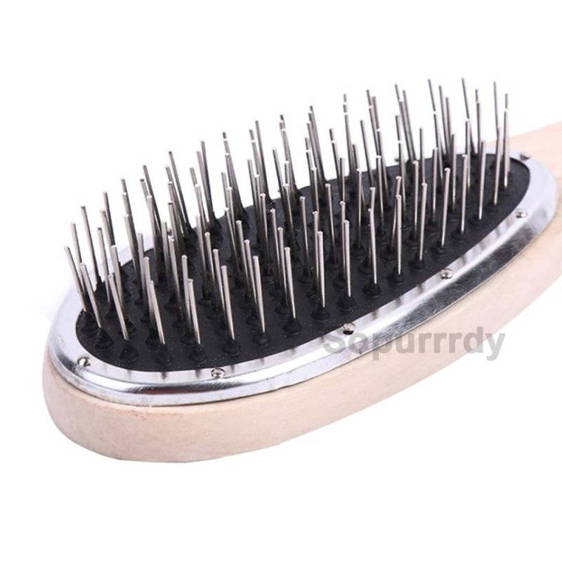 Custom Hair Brush Manufacturer - Stainless Steel Pin Wooden Handle Wig Comb