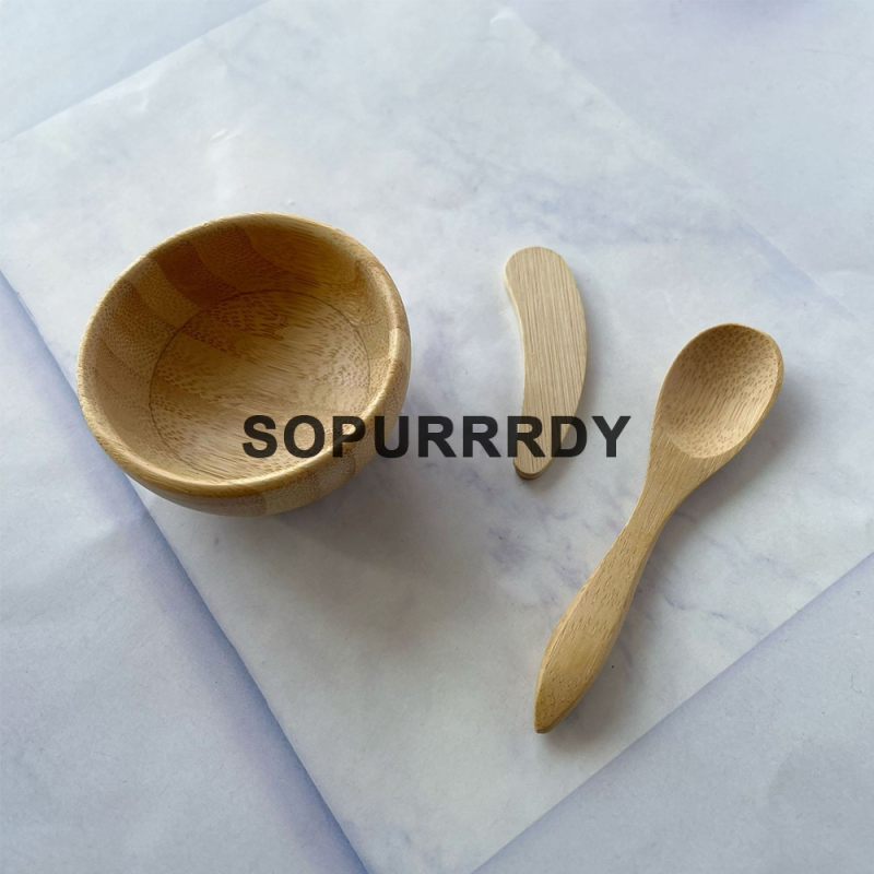 Custom Mask Bowl Set Factory - Bamboo Eco Friendly Facial Brush Cleaning Bowl Set