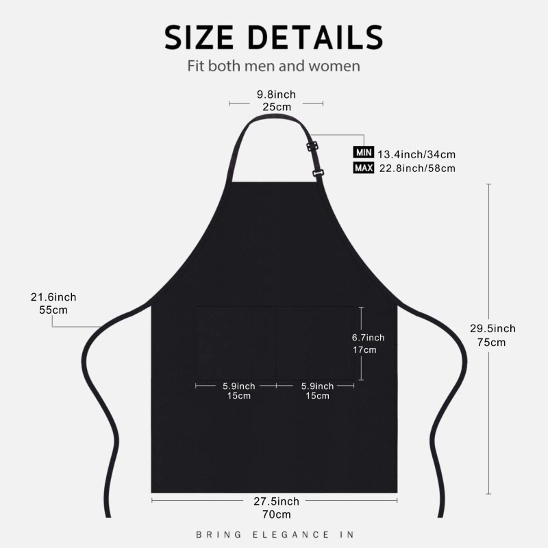 Custom Apron Factory - Full Printing Unisex Cotton Bib Apron with Pocket