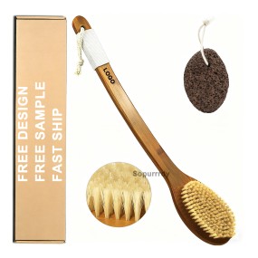 Custom Bath Brush Factory - Long Handle Wooden Dry Body Back Bath Brush