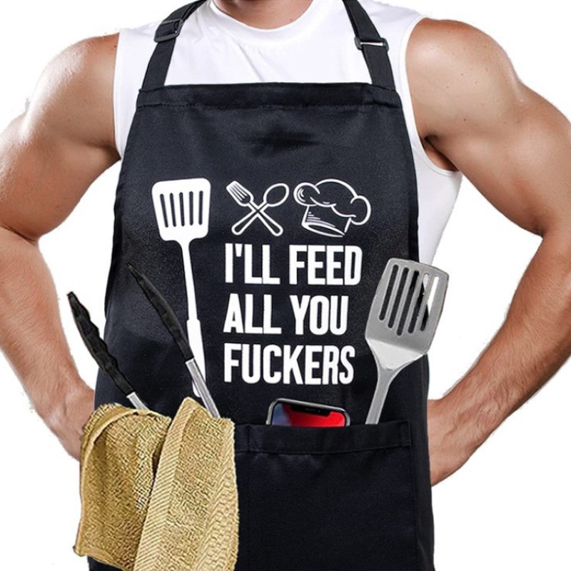Custom Apron Factory - Full Printing Unisex Cotton Bib Apron with Pocket