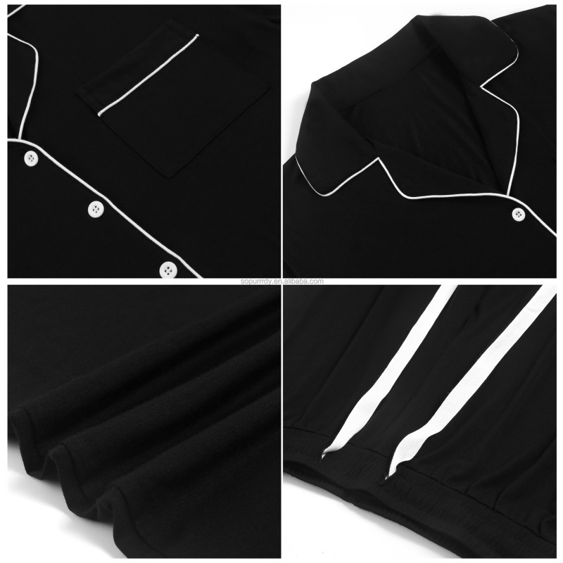 Custom Pajamas Set Manufacturer - Long Sleeve Button Down Loungewear Sleepwear Set