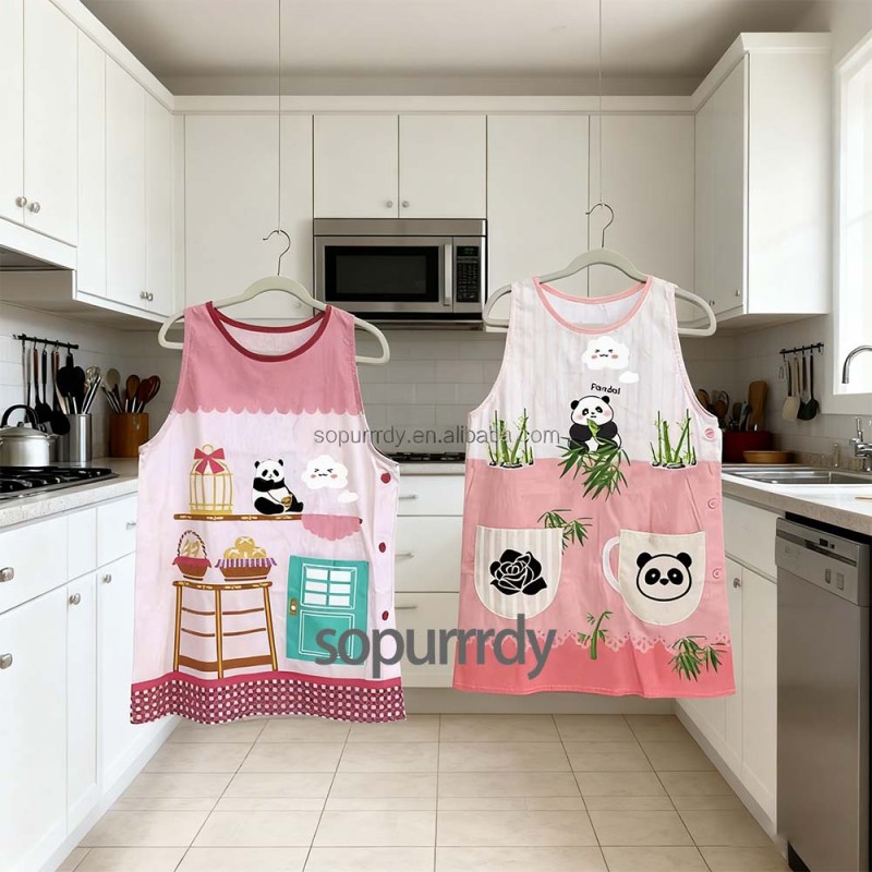 Custom Kids Apron Factory - Personalized Pink Cartoon Kitchen Salon Apron