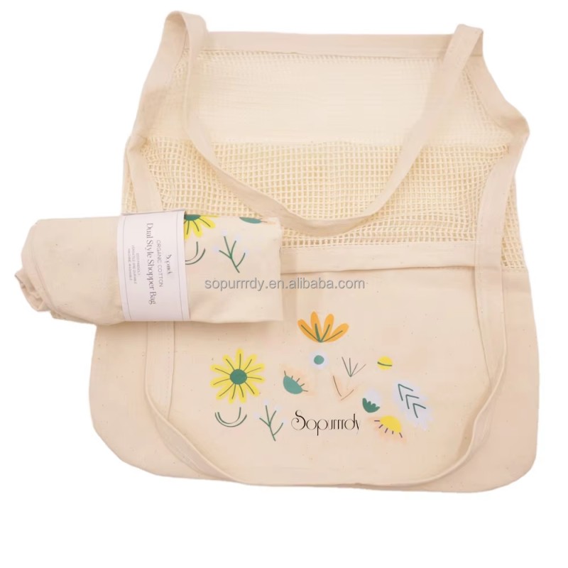 Custom Mesh Bag Manufacturer - Promotional Rainbow Cotton Net String Shopping Bag