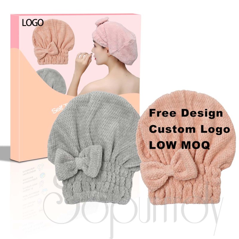 Custom Hair Cap Manufacturer - Microfiber Hair Towel Cap Post-Shower Drying Cap
