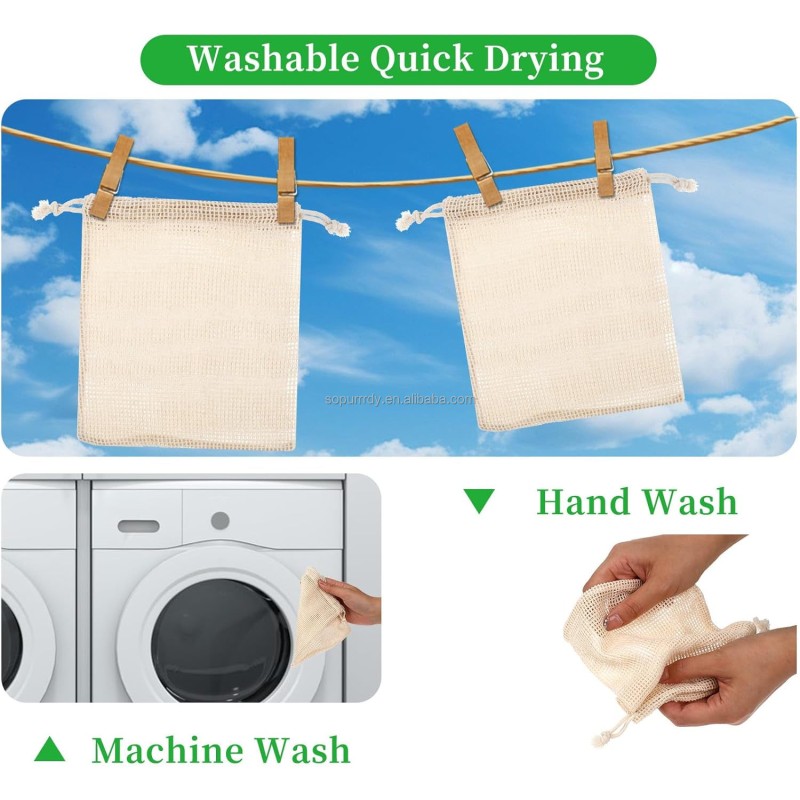 Custom Produce Bag Factory - Washable Mesh Storage Drawstring Shopping Bag