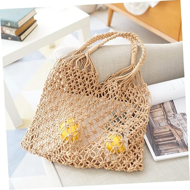 Custom Handbag Manufacturer - Women Crochet Cotton Rope Beach Mesh Handbag