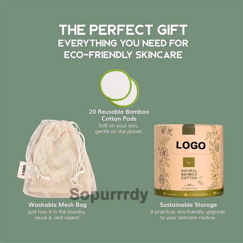 Custom Makeup Remover Pads Manufacturer - Reusable Bamboo Cotton Pads with Laundry Bag
