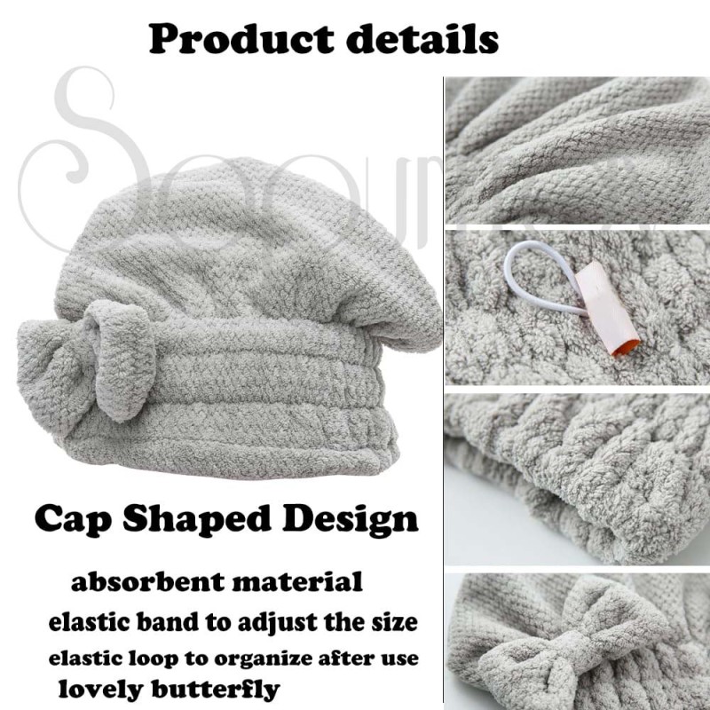 Custom Hair Cap Manufacturer - Microfiber Hair Towel Cap Post-Shower Drying Cap