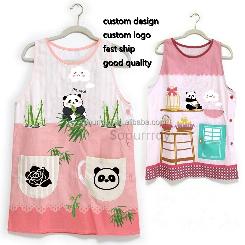 Custom Kids Apron Factory - Personalized Pink Cartoon Kitchen Salon Apron