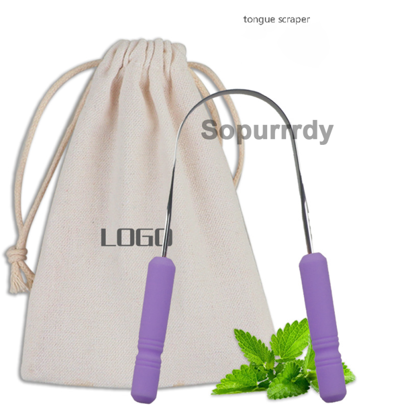 Custom Tongue Cleaner Factory - Plastic Handle Stainless Steel Tongue Scraper Brush
