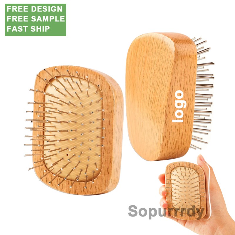 Custom Hair Comb Factory - Wooden Portable Massage Comb Steel Pin Hair Tool