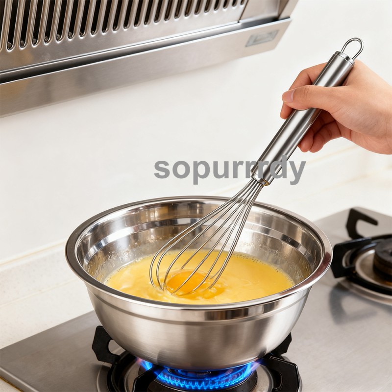 Custom Egg Beater Manufacturer - Stainless Steel Wooden Handle Manual Whisk
