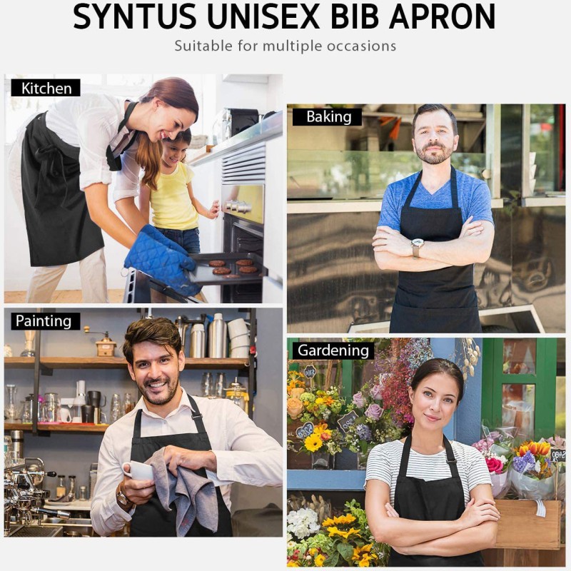 Custom Apron Factory - Full Printing Unisex Cotton Bib Apron with Pocket