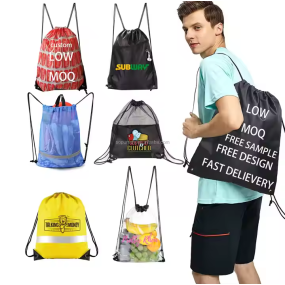 Promotional Nylon Polyester Backpack Manufacturer - Custom Logo Drawstring Backpack