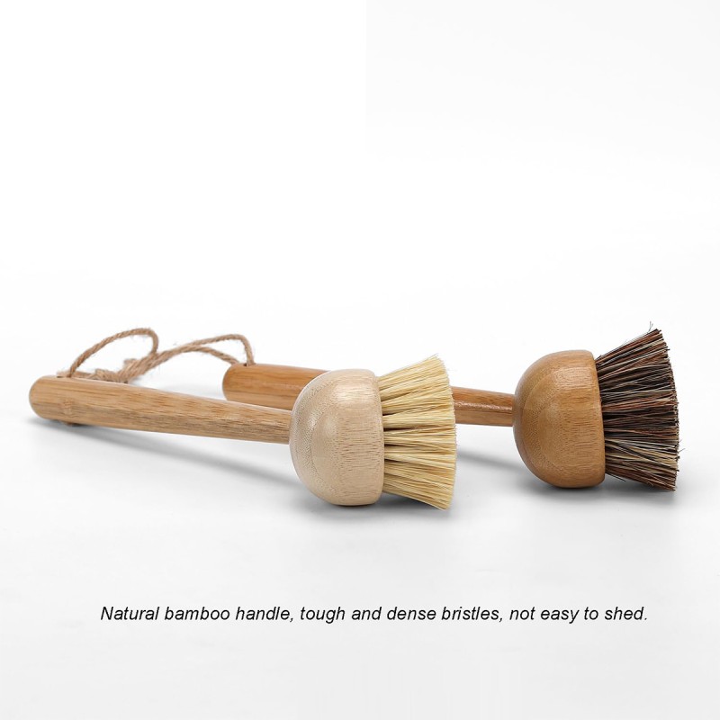 Custom Dish Scrub Brush Manufacturer - Bamboo Handle Stiff Bristles Pan Brush
