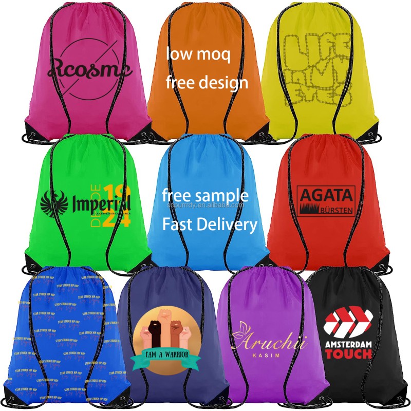 Promotional Nylon Polyester Backpack Manufacturer - Custom Logo Drawstring Backpack