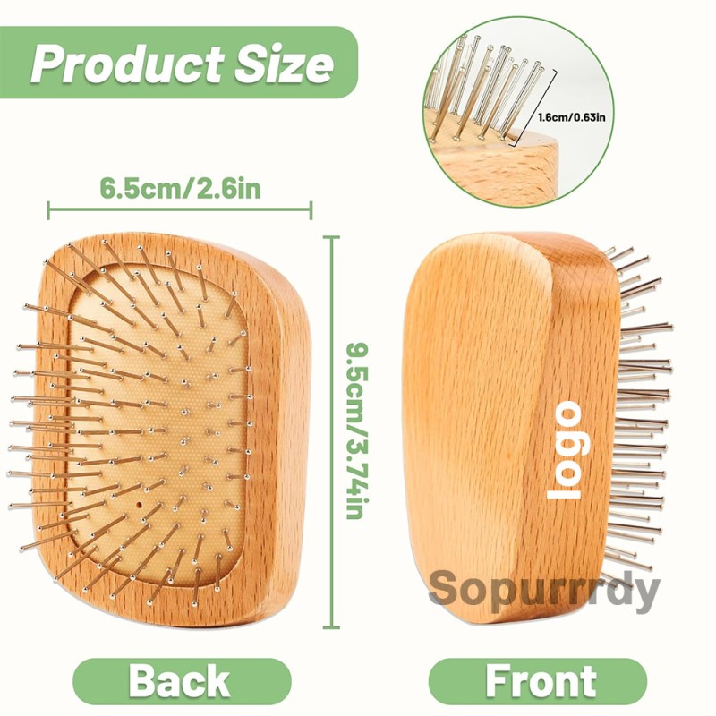 Custom Hair Comb Factory - Wooden Portable Massage Comb Steel Pin Hair Tool