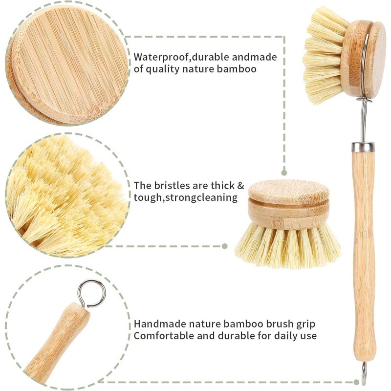 Custom Dish Brush Factory - Natural Bamboo Sisal Bristle Dishwashing Brush