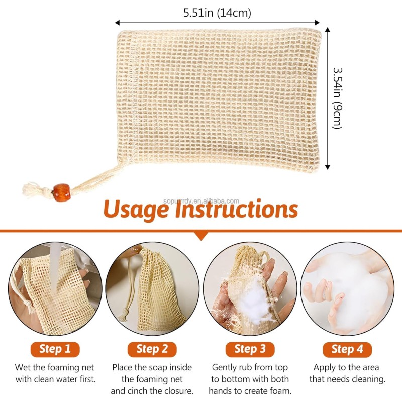Custom Soap Bag Factory - Natural Sisal Mesh Eco Friendly Soap Pouch