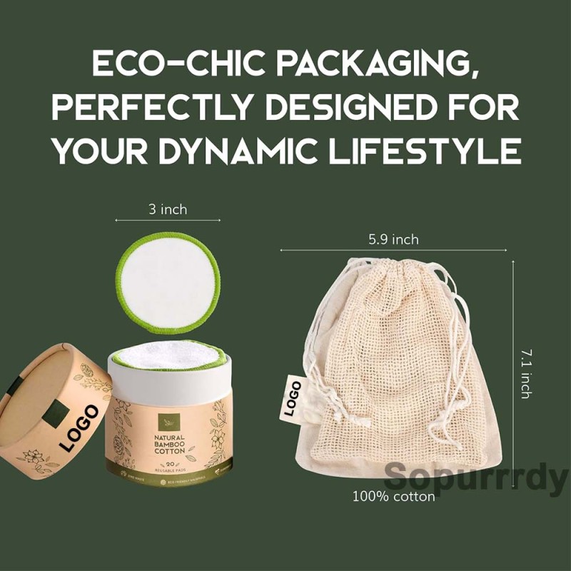 Custom Makeup Remover Pads Manufacturer - Reusable Bamboo Cotton Pads with Laundry Bag