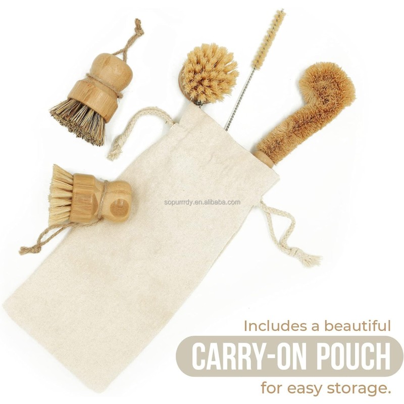 Custom Dish Brush Set Manufacturer - Natural Bamboo Wooden Dish Scrub Brush Set
