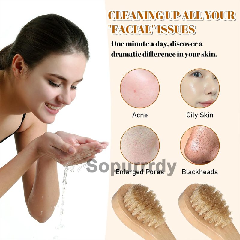 Custom Facial Brush Manufacturer - Natural Bristle Cleansing Pore Exfoliating Brush