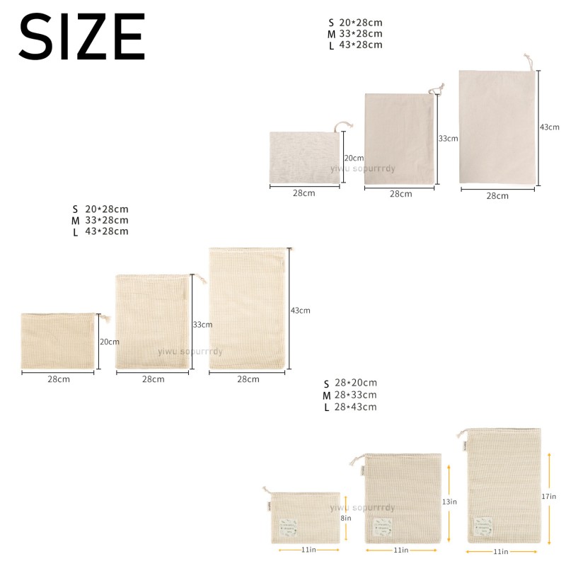 Custom Mesh Bag Manufacturer - Reusable Organic Cotton Drawstring Produce Sack