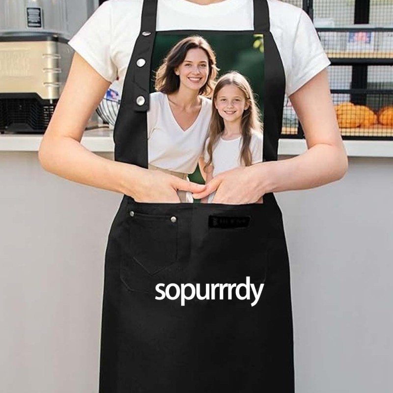 Custom Kitchen Apron Factory - Waterproof Canvas Button Decoration Chef Apron