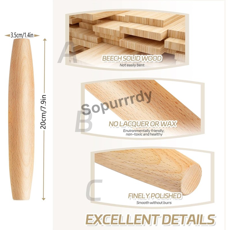 Custom Rolling Pin Factory - French Beech Wood Tapered Dough Rolling Pin