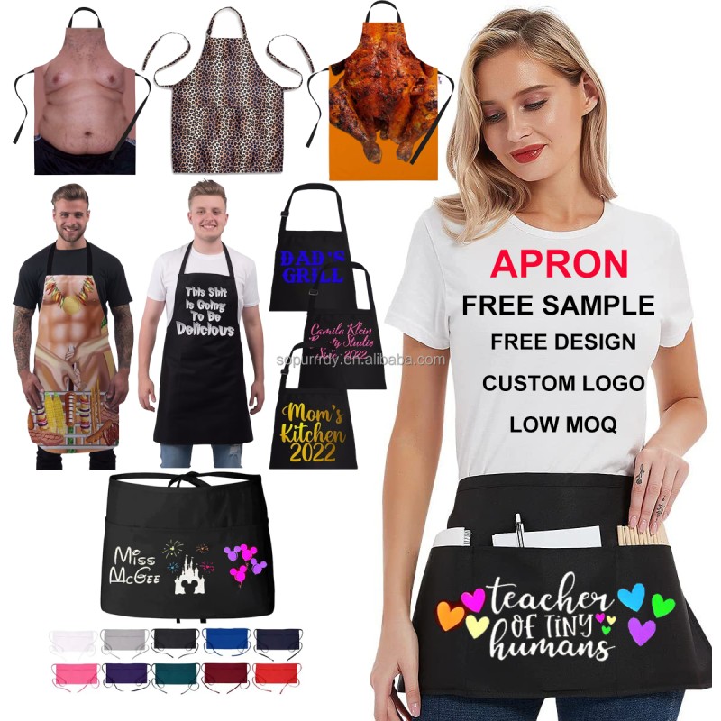 Custom Waist Apron Manufacturer - Short Half Apron for Kitchen BBQ Chef