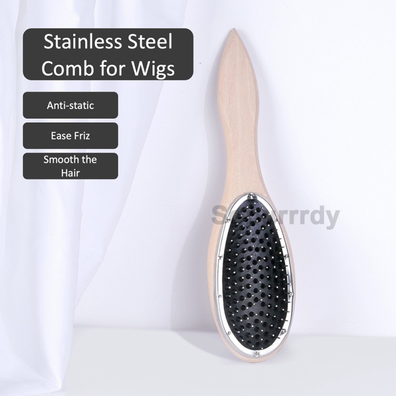 Custom Hair Brush Manufacturer - Stainless Steel Pin Wooden Handle Wig Comb