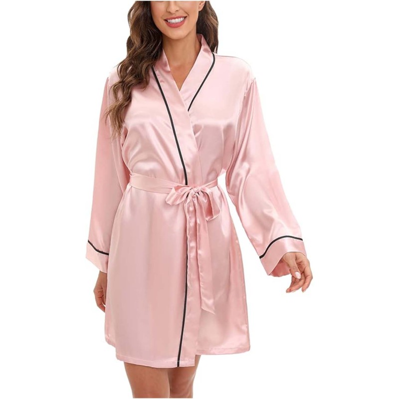 Custom Kimono Robe Factory - Women Cotton Satin Short Bathrobe Bridesmaid Gift