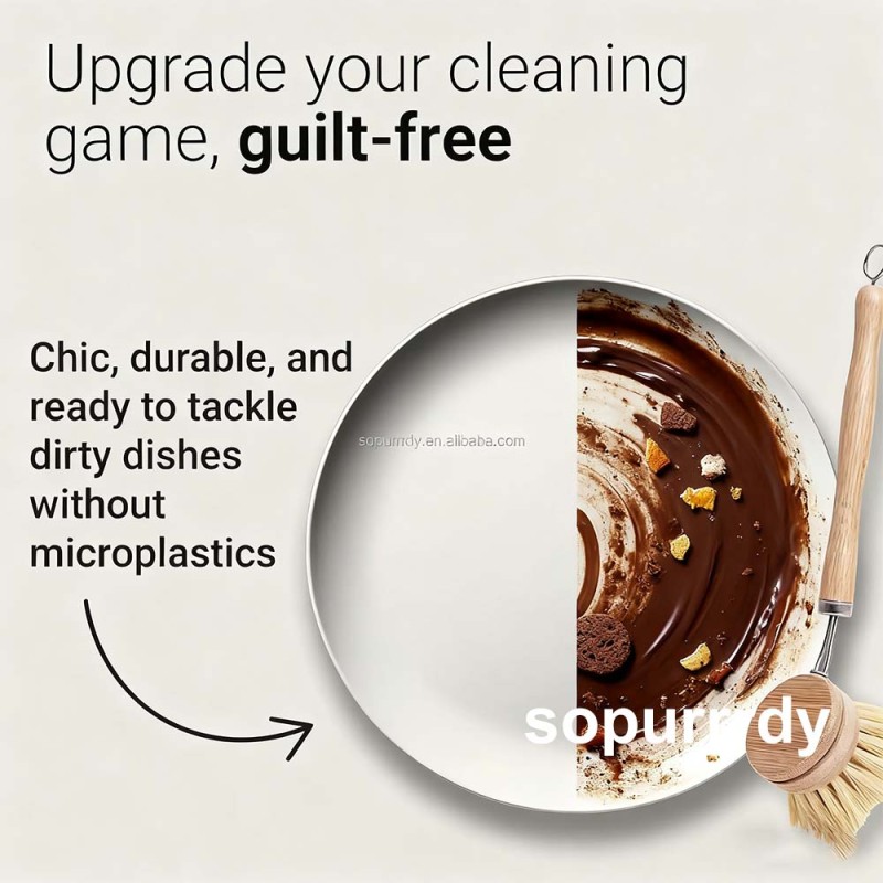 Custom Dish Brush Factory - Gentle Eco Bamboo Scrubber Plant Sponge Brush