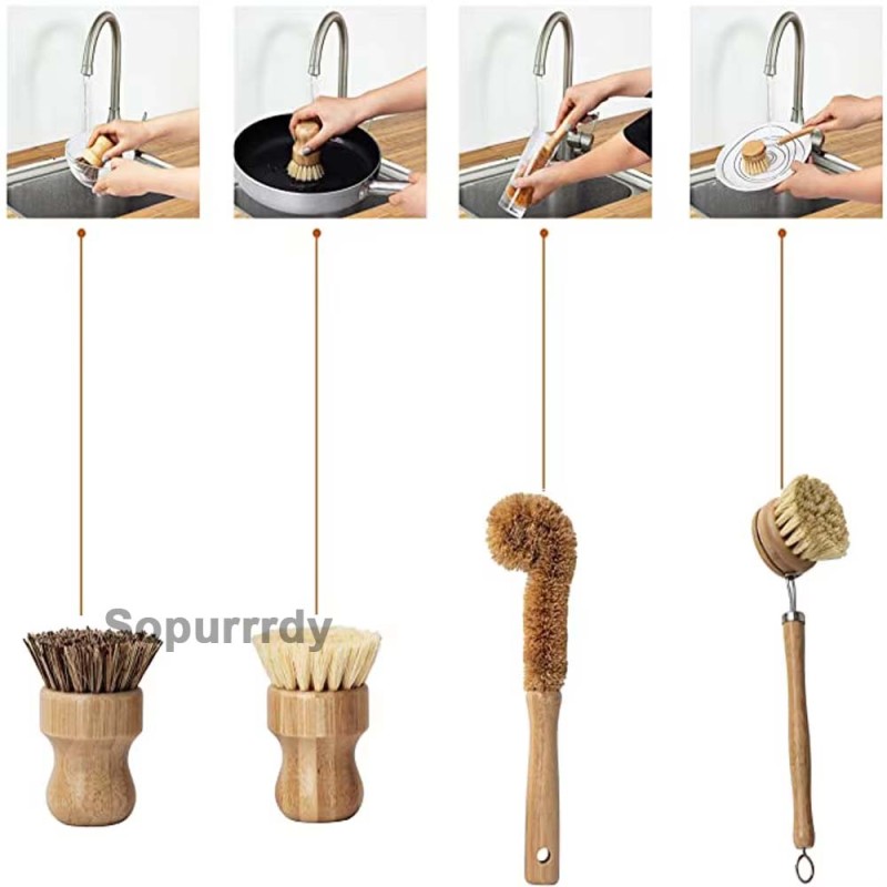 Custom Cleaning Brush Set Factory - Bamboo Sisal Palm Eco Friendly Brush Set