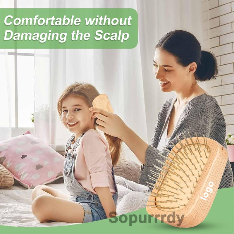 Custom Hair Comb Factory - Wooden Portable Massage Comb Steel Pin Hair Tool