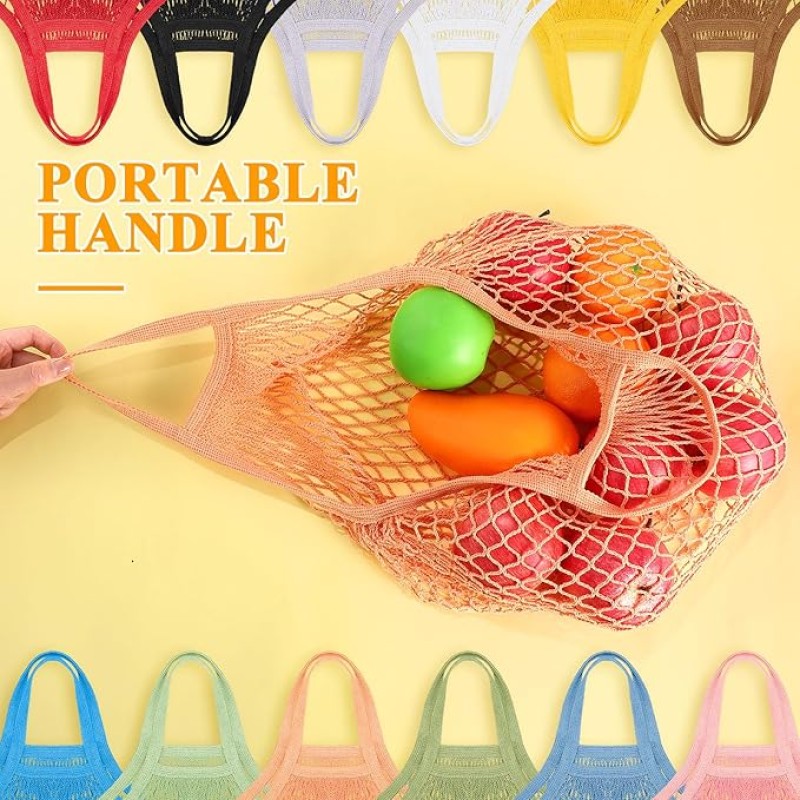 Custom Mesh Bag Factory - Reusable Organic Striped Crochet Market Tote Bag