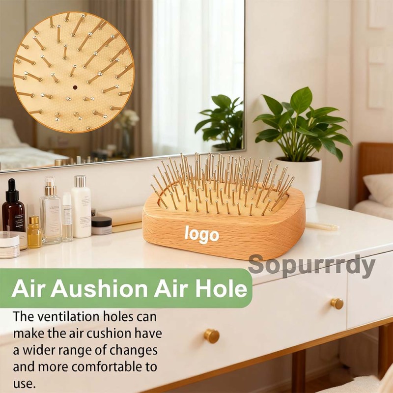 Custom Hair Comb Factory - Wooden Portable Massage Comb Steel Pin Hair Tool
