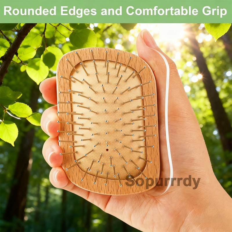 Custom Hair Comb Factory - Wooden Portable Massage Comb Steel Pin Hair Tool