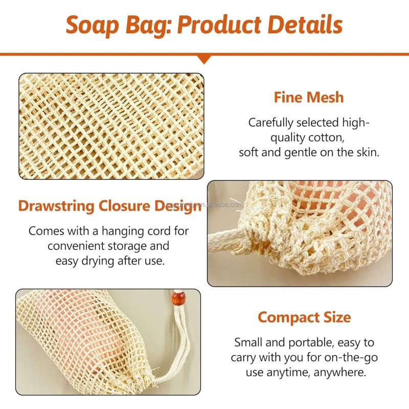 Custom Soap Bag Factory - Natural Sisal Mesh Eco Friendly Soap Pouch