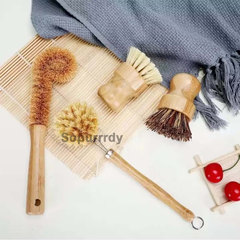 Custom Cleaning Brush Set Factory - Bamboo Sisal Palm Eco Friendly Brush Set