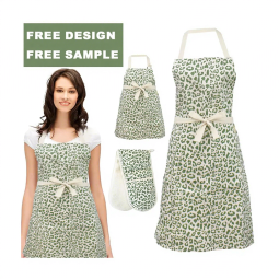 Custom Canvas Apron Factory - Leopard Print Kitchen Restaurant Uniform Apron