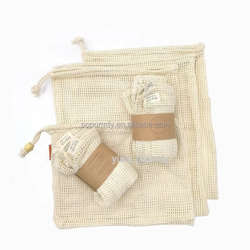 Custom Mesh Bag Manufacturer - Promotional Rainbow Cotton Net String Shopping Bag