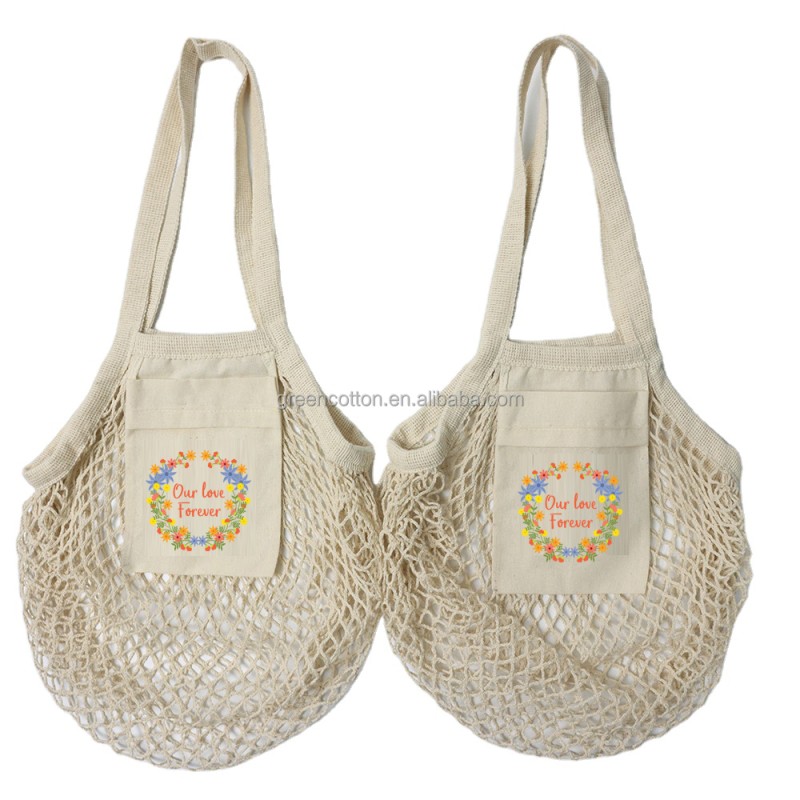 Custom Grocery Bag Factory - Portable Reusable Cotton Mesh Fruit Vegetable Bag