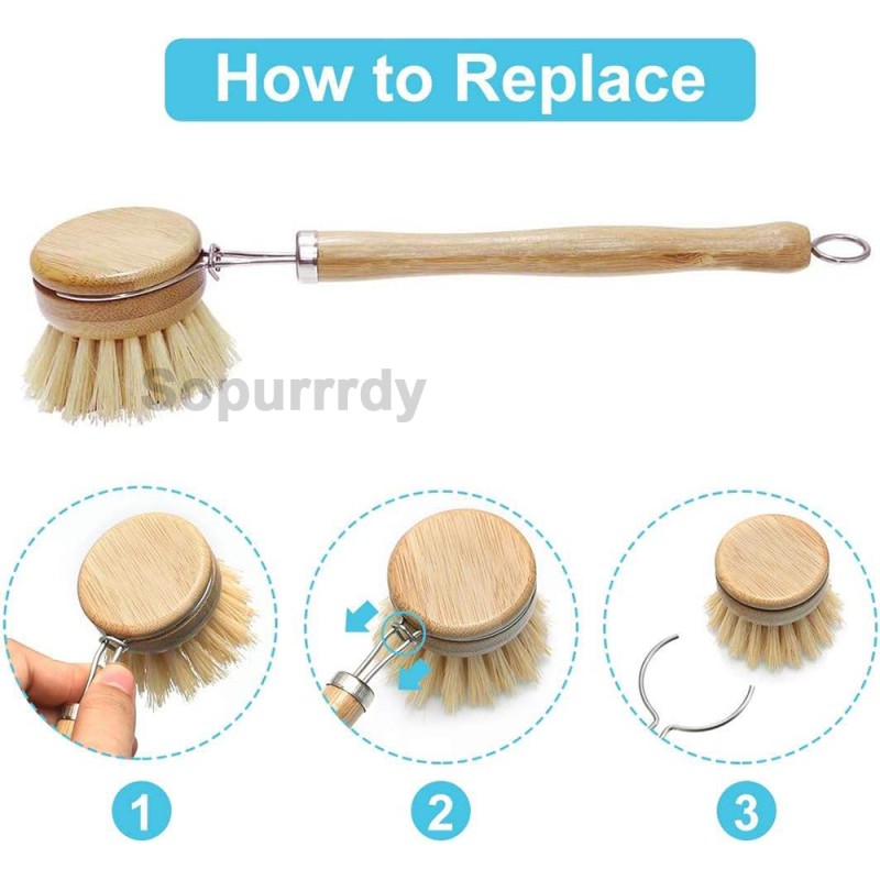Custom Dish Brush Factory - Gentle Eco Bamboo Scrubber Plant Sponge Brush