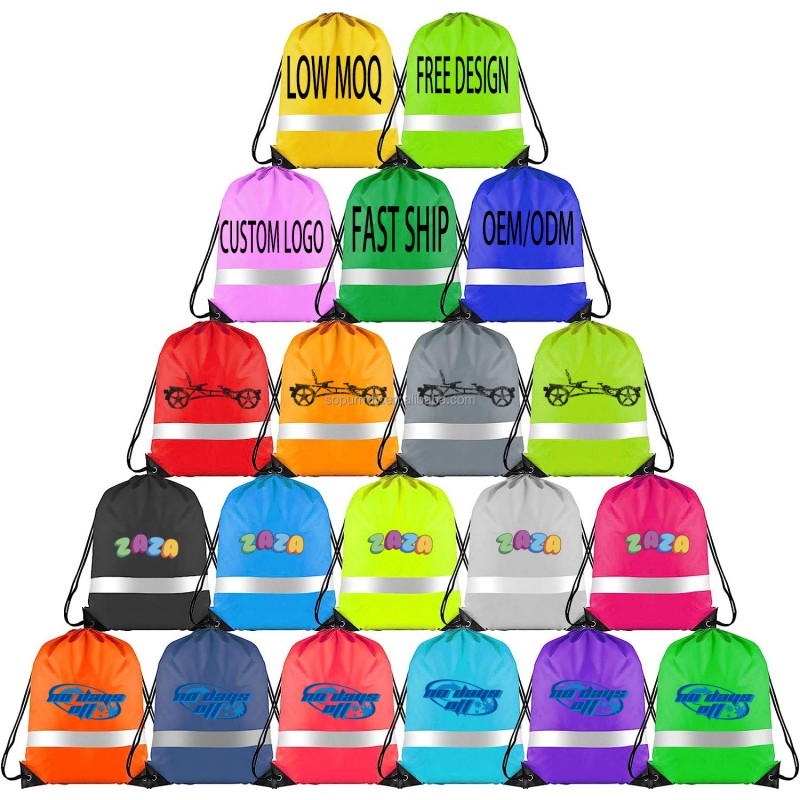 Promotional Nylon Polyester Backpack Manufacturer - Custom Logo Drawstring Backpack