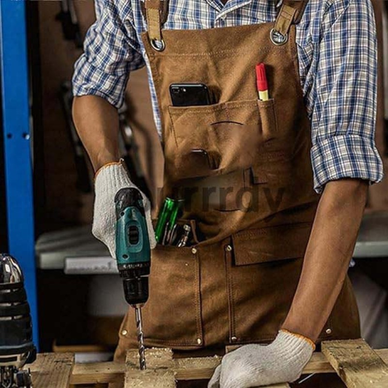 Custom Kitchen Apron Factory - Oil Proof BBQ Chef Canvas Waiter Uniform Apron