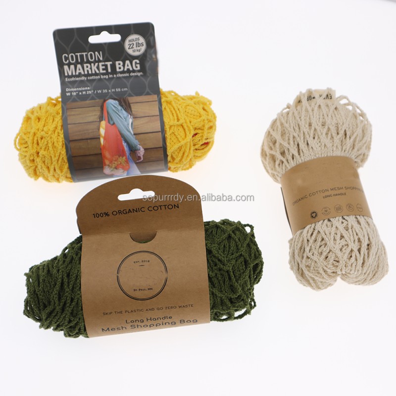 Custom Tote Bag Factory - Collapsible Reusable Cotton Mesh Market Shopping Bag